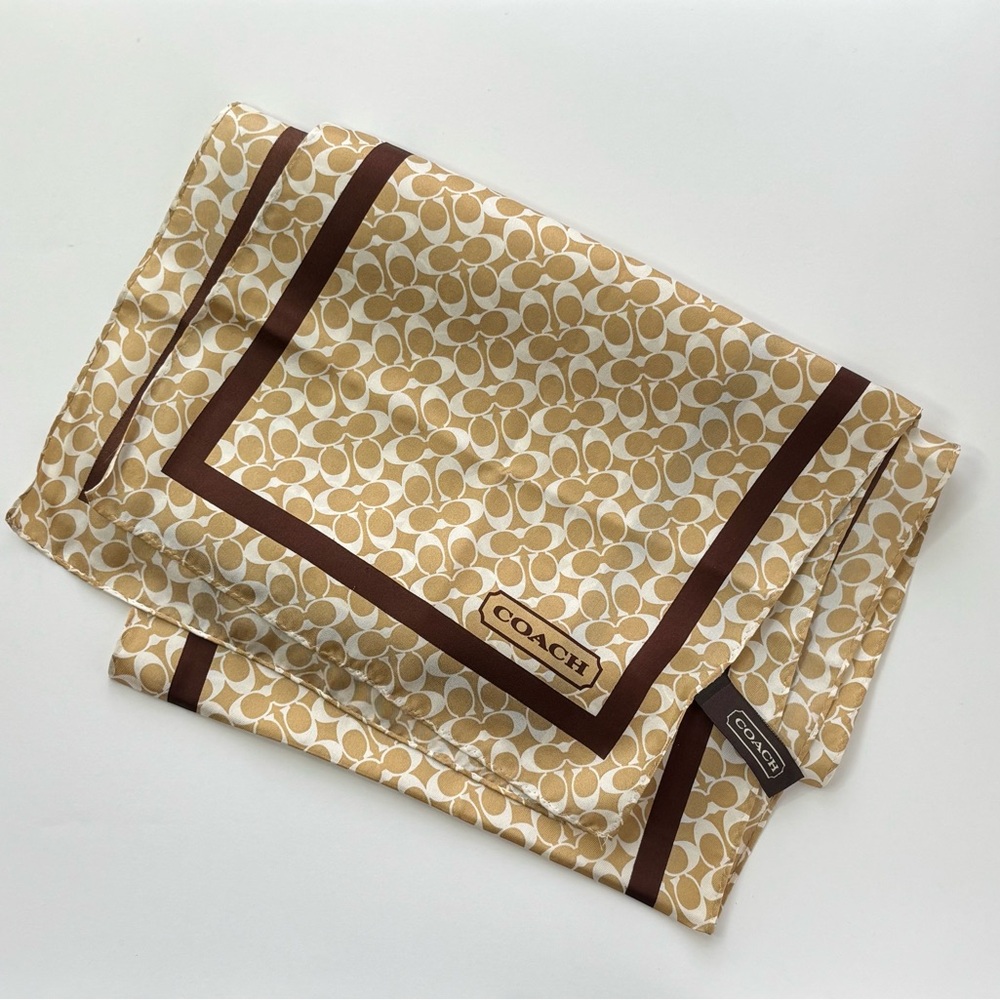 Coach Cream Logo Print Framed Silk Stole - OS